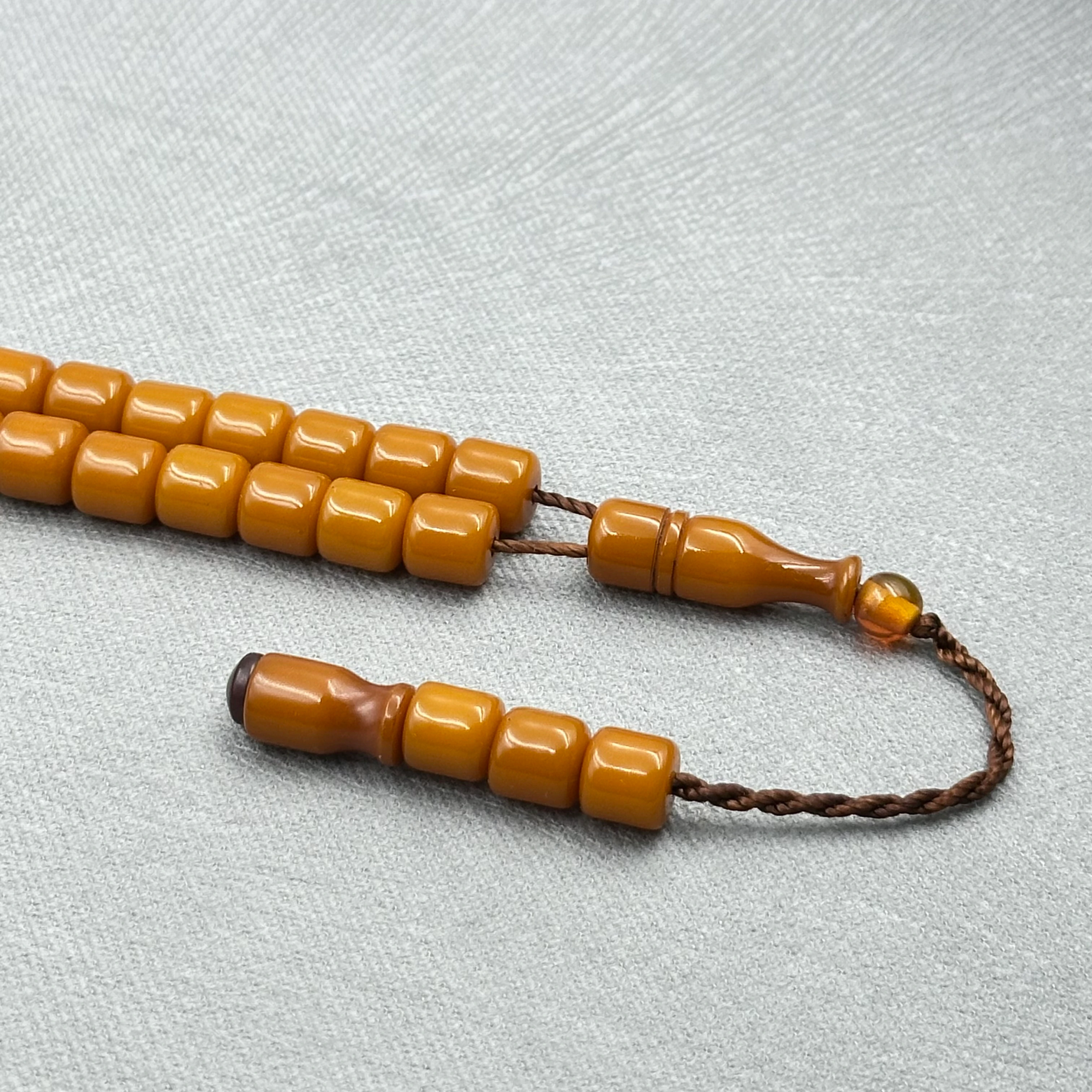 Turuncu Çubuk Kesim Sıkma Kehribar Tespih